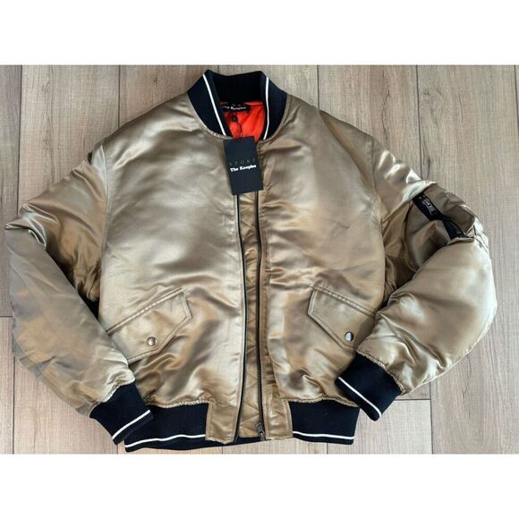 The Kooples Sport Gold Bomber Jacket blouson Women’s M Medium Chic NWT MSRP$450 - Picture 5 of 8